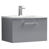 Nuie Arno 600mm Wall Hung 1 Drawer Vanity Unit & Basin Satin Grey ARN2222G