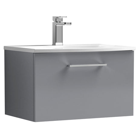 Nuie Arno 600mm Wall Hung 1 Drawer Vanity Unit & Basin Satin Grey ARN2222G