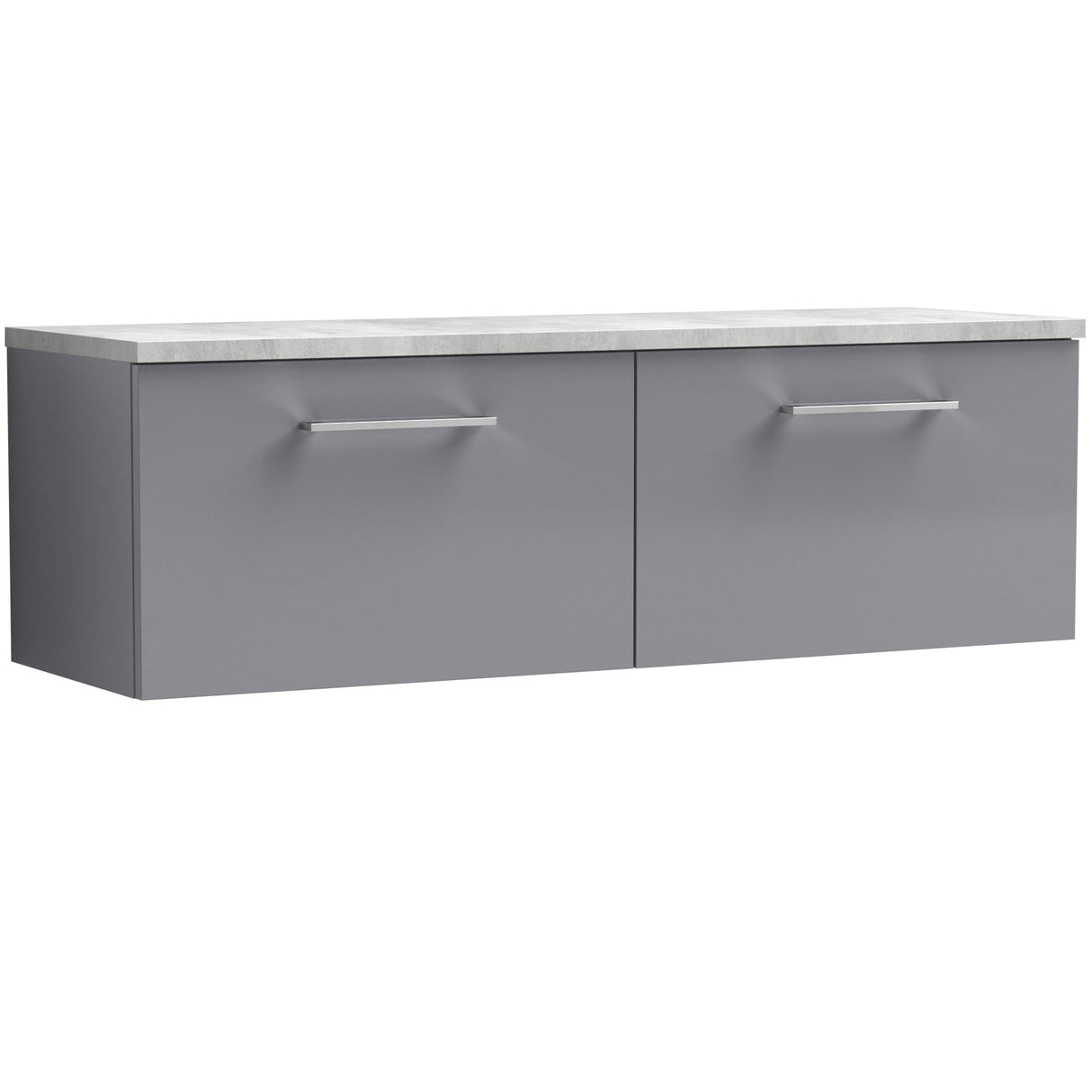 Nuie Arno 1200mm Wall Hung 2 Drawer Countertop Vanity Unit Satin Grey ARN2222LBG2