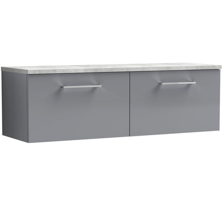 Nuie Arno 1200mm Wall Hung 2 Drawer Countertop Vanity Unit Satin Grey ARN2222LBG2