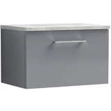 Nuie Arno 600mm Wall Hung 1 Drawer Countertop Vanity Unit Satin Grey ARN2222LBG