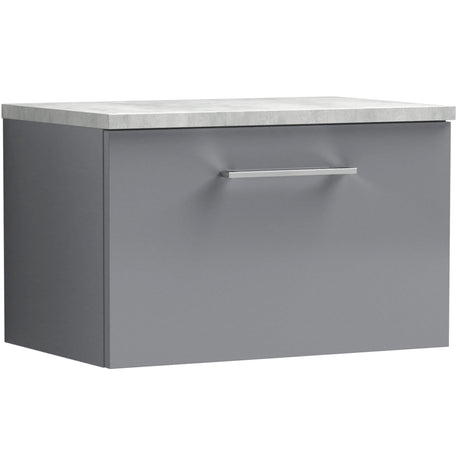 Nuie Arno 600mm Wall Hung 1 Drawer Countertop Vanity Unit Satin Grey ARN2222LBG