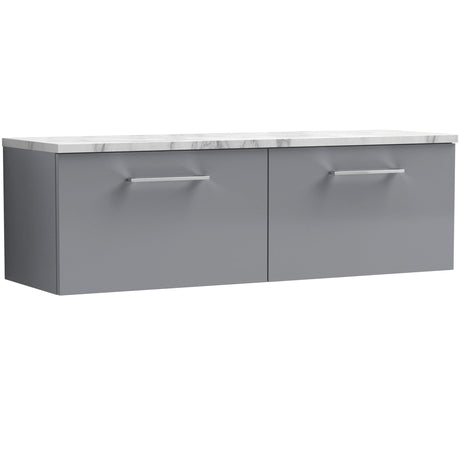 Nuie Arno 1200mm Wall Hung 2 Drawer Countertop Vanity Unit Satin Grey ARN2222LCM2