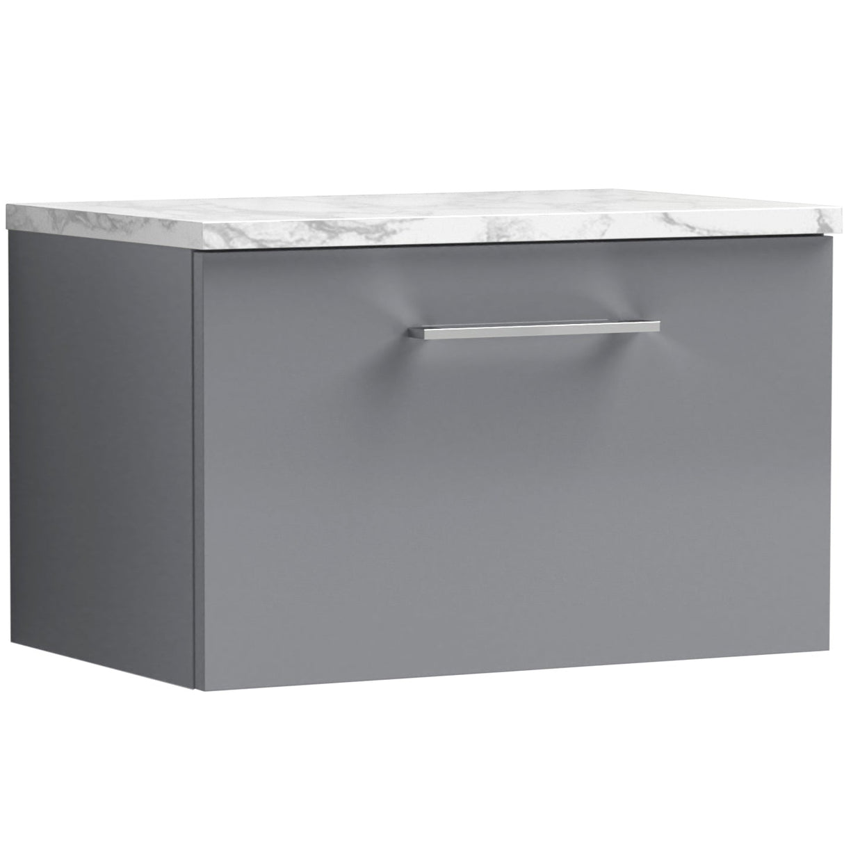 Nuie Arno 600mm Wall Hung 1 Drawer Countertop Vanity Unit Satin Grey ARN2222LCM