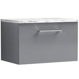 Nuie Arno 600mm Wall Hung 1 Drawer Countertop Vanity Unit Satin Grey ARN2222LCM