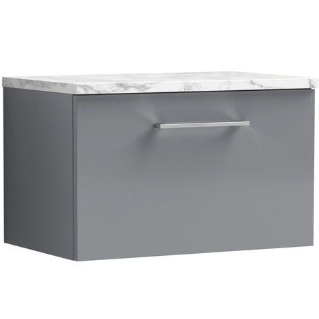 Nuie Arno 600mm Wall Hung 1 Drawer Countertop Vanity Unit Satin Grey ARN2222LCM