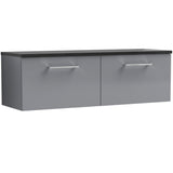 Nuie Arno 1200mm Wall Hung 2 Drawer Countertop Vanity Unit Satin Grey ARN2222LSB2