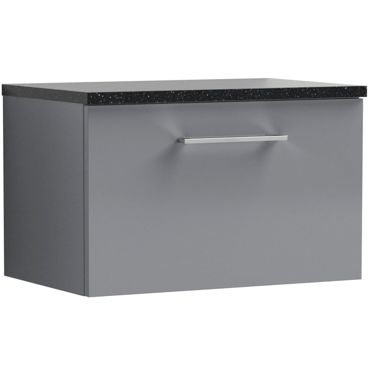 Nuie Arno 600mm Wall Hung 1 Drawer Countertop Vanity Unit Satin Grey ARN2222LSB