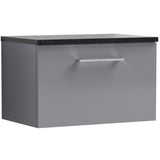Nuie Arno 600mm Wall Hung 1 Drawer Countertop Vanity Unit Satin Grey ARN2222LSB