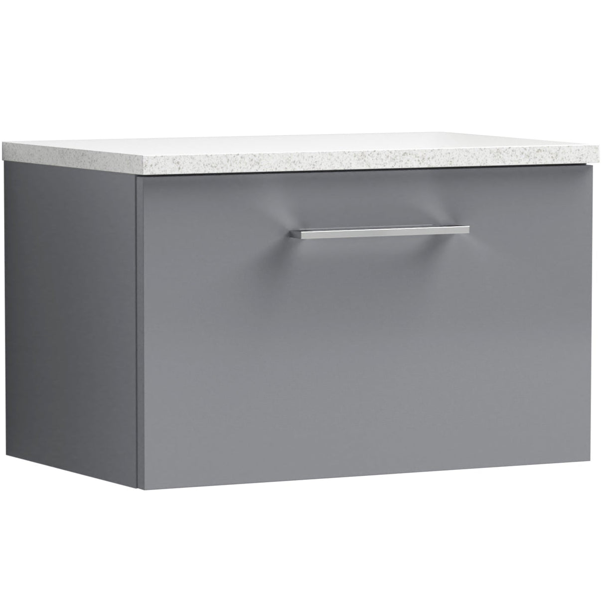 Nuie Arno 600mm Wall Hung 1 Drawer Countertop Vanity Unit Satin Grey ARN2222LSW