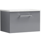 Nuie Arno 600mm Wall Hung 1 Drawer Countertop Vanity Unit Satin Grey ARN2222LSW