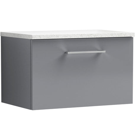 Nuie Arno 600mm Wall Hung 1 Drawer Countertop Vanity Unit Satin Grey ARN2222LSW