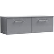 Nuie Arno 1200mm Wall Hung 2 Drawer Countertop Vanity Unit Satin Grey ARN2222W2