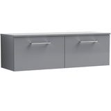 Nuie Arno 1200mm Wall Hung 2 Drawer Countertop Vanity Unit Satin Grey ARN2222W2