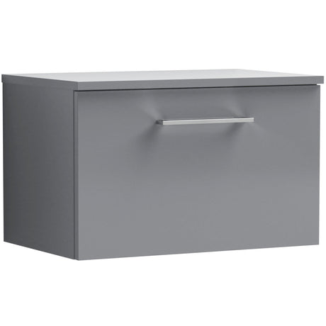 Nuie Arno 600mm Wall Hung 1 Drawer Countertop Vanity Unit Satin Grey ARN2222W