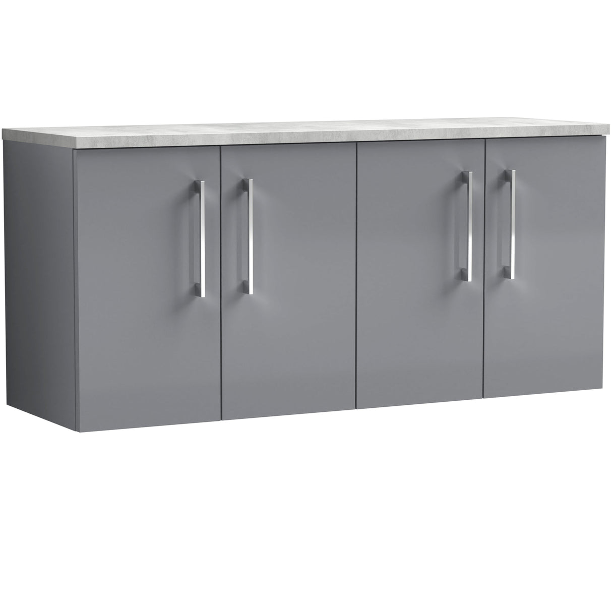 Nuie Arno 1200mm Wall Hung 4 Door Countertop Vanity Unit Satin Grey ARN2223LBG2