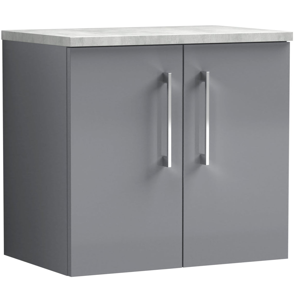 Nuie Arno 600mm Wall Hung 2 Door Countertop Vanity Unit Satin Grey ARN2223LBG