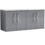 Nuie Arno 1200mm Wall Hung 4 Door Countertop Vanity Unit Satin Grey ARN2223LCM2