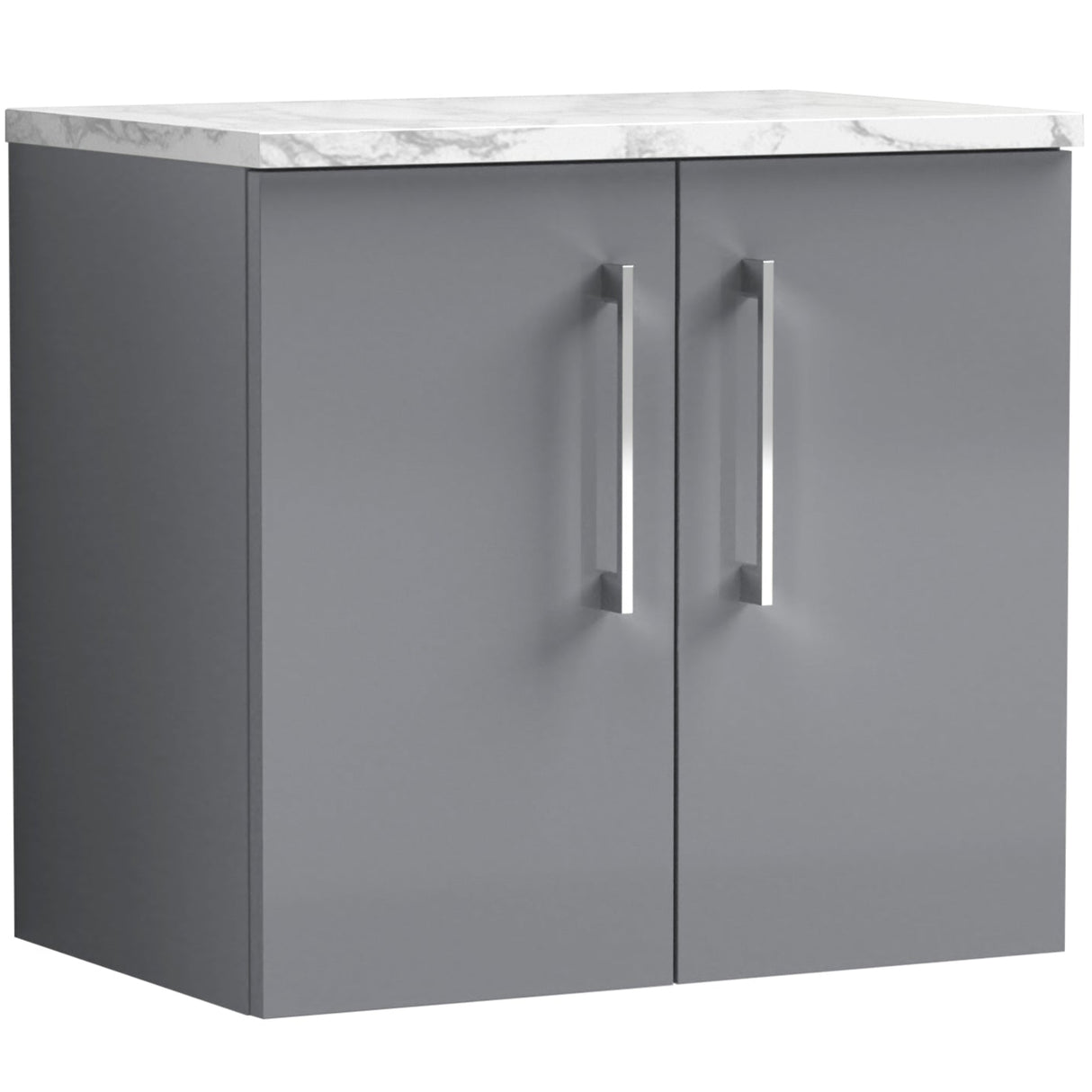 Nuie Arno 600mm Wall Hung 2 Door Countertop Vanity Unit Satin Grey ARN2223LCM