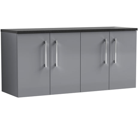 Nuie Arno 1200mm Wall Hung 4 Door Countertop Vanity Unit Satin Grey ARN2223LSB2