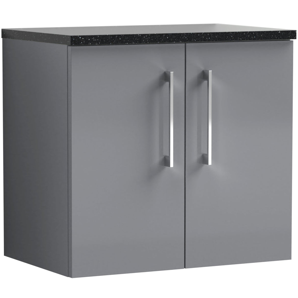 Nuie Arno 600mm Wall Hung 2 Door Countertop Vanity Unit Satin Grey ARN2223LSB