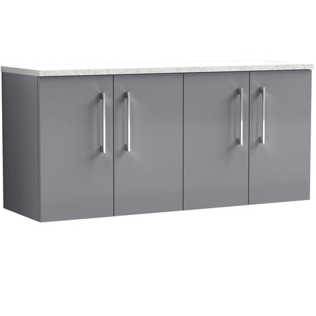 Nuie Arno 1200mm Wall Hung 4 Door Countertop Vanity Unit Satin Grey ARN2223LSW2