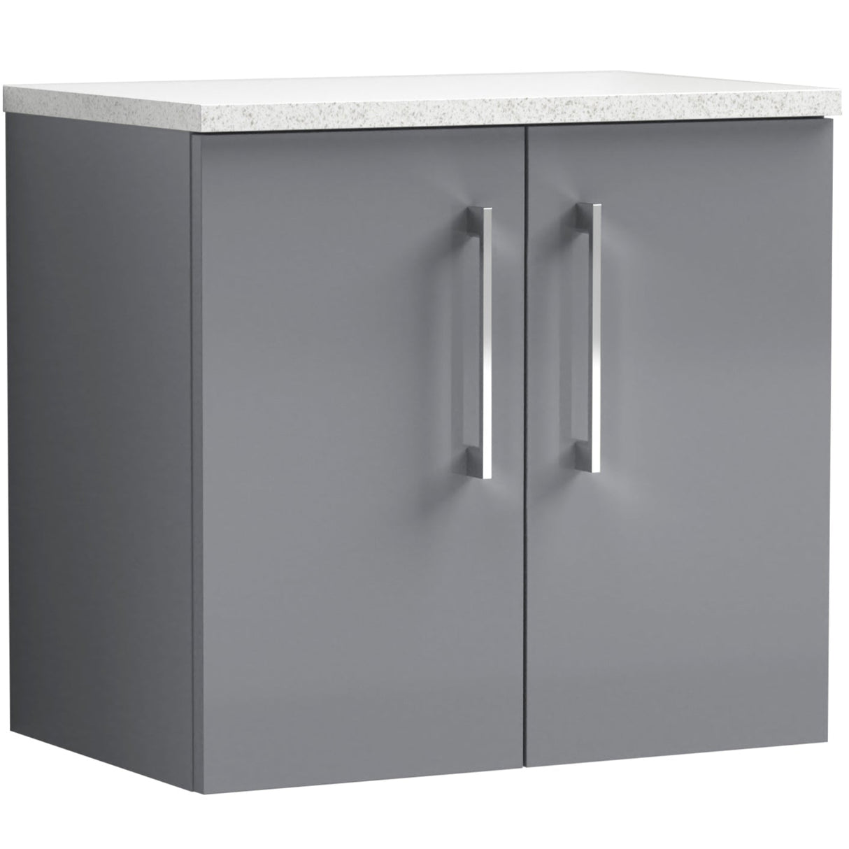 Nuie Arno 600mm Wall Hung 2 Door Countertop Vanity Unit Satin Grey ARN2223LSW