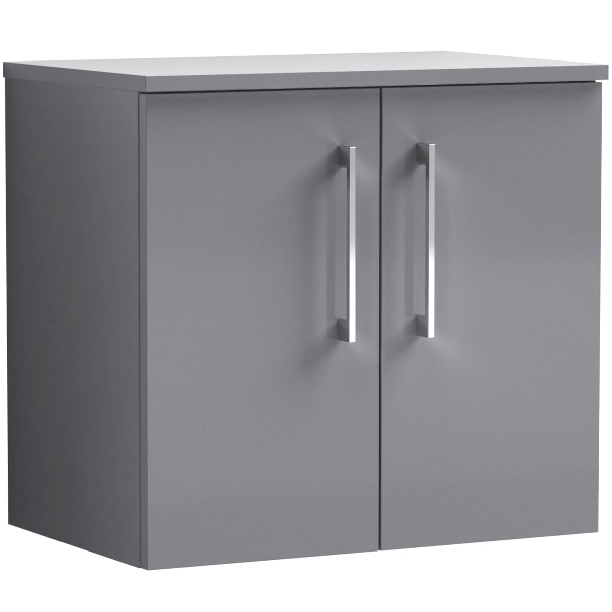 Nuie Arno 600mm Wall Hung 2 Door Countertop Vanity Unit Satin Grey ARN2223W