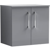 Nuie Arno 600mm Wall Hung 2 Door Countertop Vanity Unit Satin Grey ARN2223W