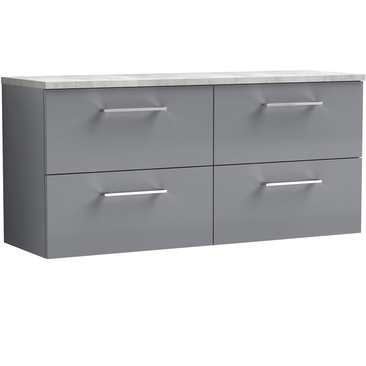 Nuie Arno 1200mm Wall Hung 4 Drawer Countertop Vanity Unit Satin Grey ARN2224LBG2