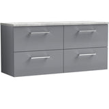 Nuie Arno 1200mm Wall Hung 4 Drawer Countertop Vanity Unit Satin Grey ARN2224LBG2
