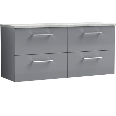 Nuie Arno 1200mm Wall Hung 4 Drawer Countertop Vanity Unit Satin Grey ARN2224LBG2