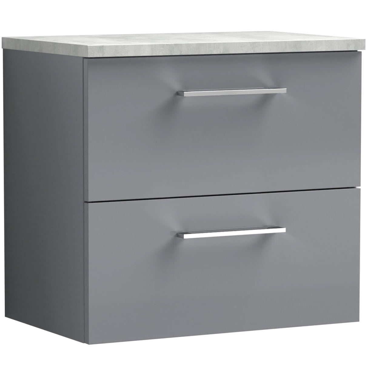 Nuie Arno 600mm Wall Hung 2 Drawer Countertop Vanity Unit Satin Grey ARN2224LBG