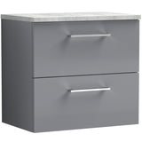 Nuie Arno 600mm Wall Hung 2 Drawer Countertop Vanity Unit Satin Grey ARN2224LBG