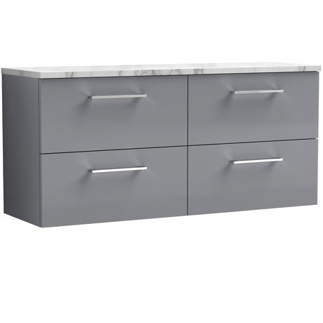 Nuie Arno 1200mm Wall Hung 4 Drawer Countertop Vanity Unit Satin Grey ARN2224LCM2