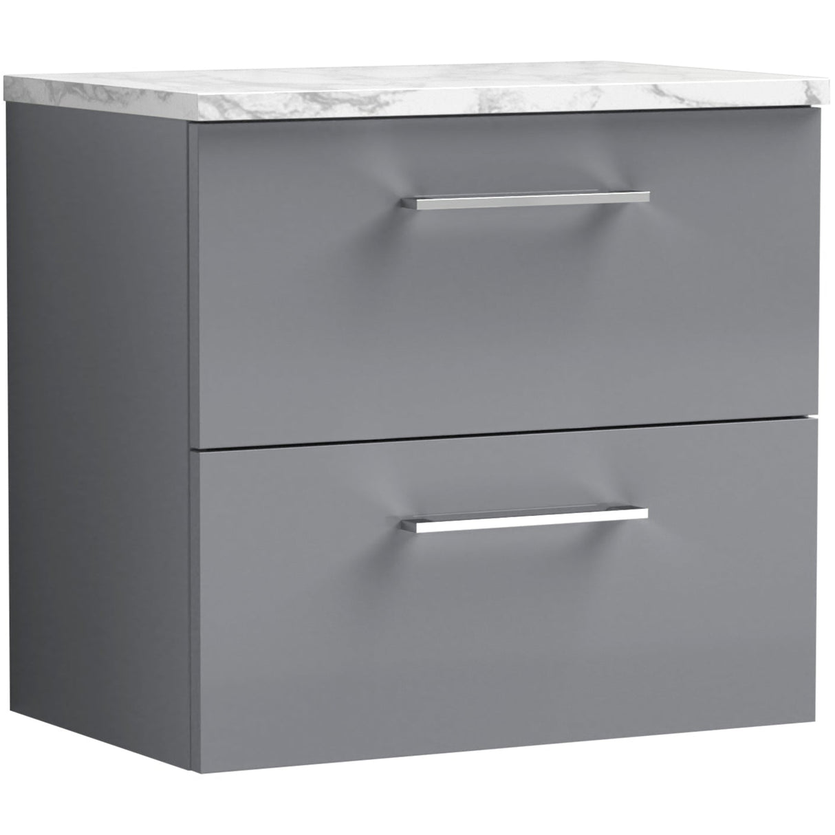 Nuie Arno 600mm Wall Hung 2 Drawer Countertop Vanity Unit Satin Grey ARN2224LCM