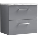 Nuie Arno 600mm Wall Hung 2 Drawer Countertop Vanity Unit Satin Grey ARN2224LCM
