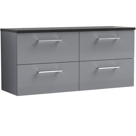Nuie Arno 1200mm Wall Hung 4 Drawer Countertop Vanity Unit Satin Grey ARN2224LSB2