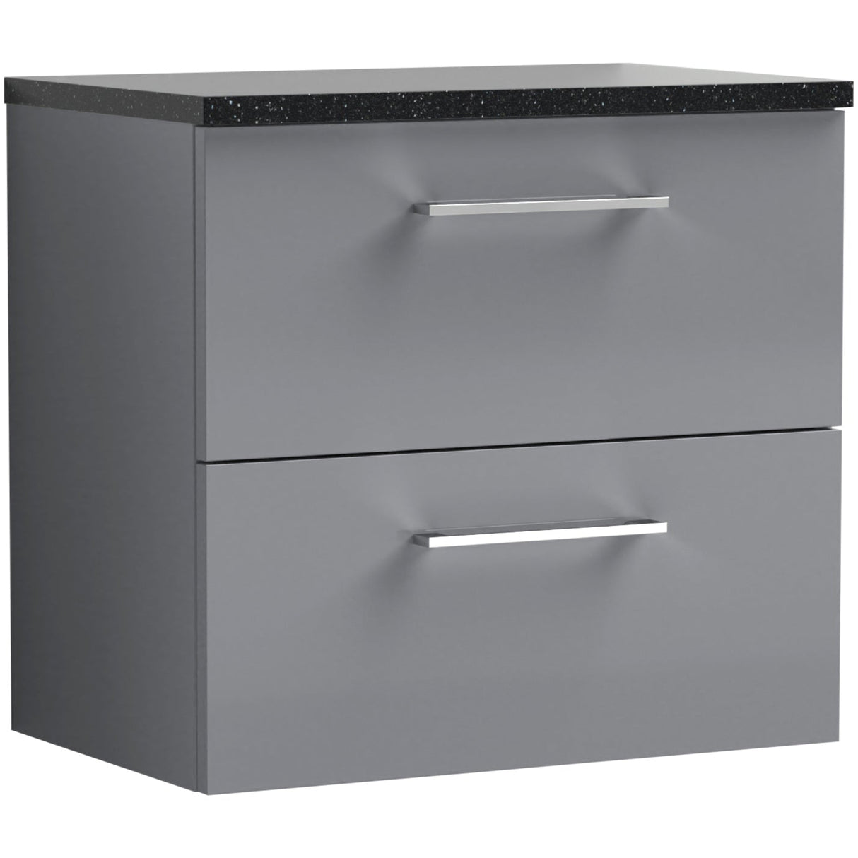 Nuie Arno 600mm Wall Hung 2 Drawer Countertop Vanity Unit Satin Grey ARN2224LSB
