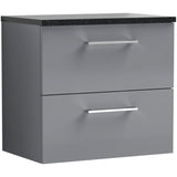 Nuie Arno 600mm Wall Hung 2 Drawer Countertop Vanity Unit Satin Grey ARN2224LSB