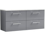 Nuie Arno 1200mm Wall Hung 4 Drawer Countertop Vanity Unit Satin Grey ARN2224LSW2