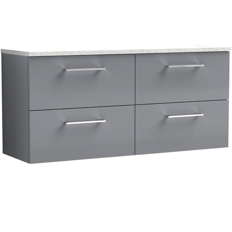 Nuie Arno 1200mm Wall Hung 4 Drawer Countertop Vanity Unit Satin Grey ARN2224LSW2