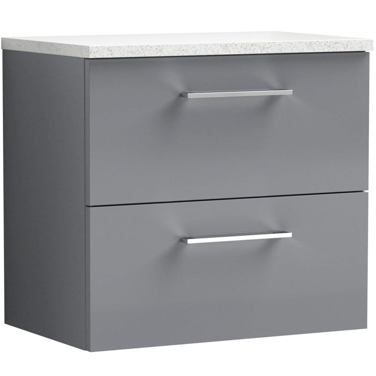 Nuie Arno 600mm Wall Hung 2 Drawer Countertop Vanity Unit Satin Grey ARN2224LSW