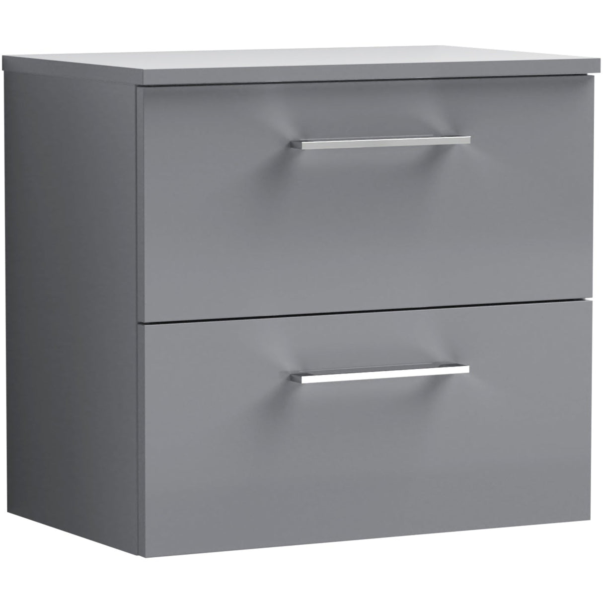 Nuie Arno 600mm Wall Hung 2 Drawer Countertop Vanity Unit Satin Grey ARN2224W