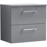 Nuie Arno 600mm Wall Hung 2 Drawer Countertop Vanity Unit Satin Grey ARN2224W
