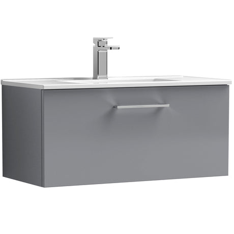 Nuie Arno 800mm Wall Hung 1 Drawer Vanity Unit & Basin Satin Grey ARN2225B