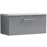 Nuie Arno 800mm Wall Hung 1 Drawer Countertop Vanity Unit Satin Grey ARN2225LBG