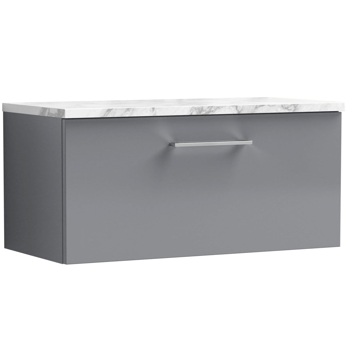 Nuie Arno 800mm Wall Hung 1 Drawer Countertop Vanity Unit Satin Grey ARN2225LCM