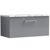 Nuie Arno 800mm Wall Hung 1 Drawer Countertop Vanity Unit Satin Grey ARN2225LCM