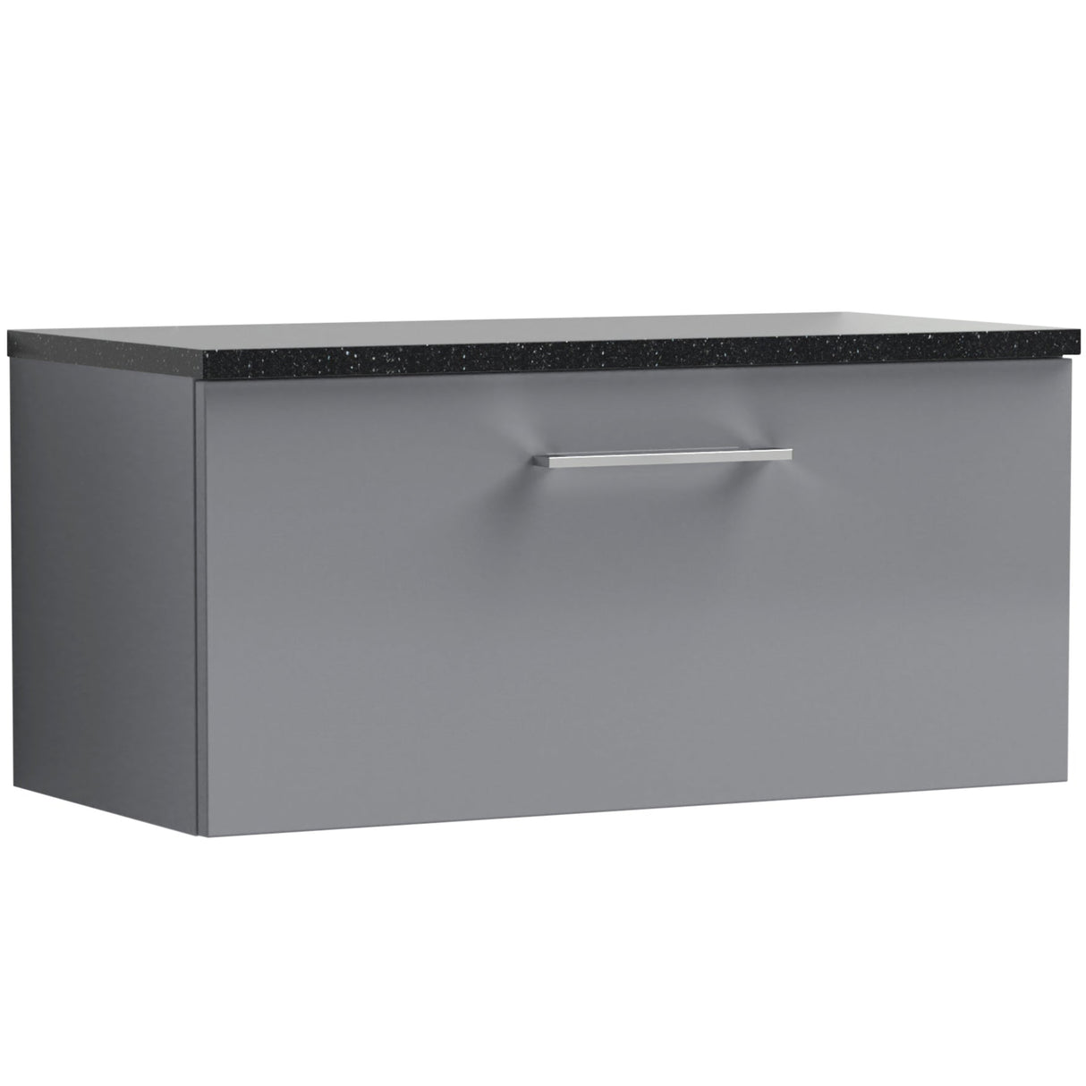 Nuie Arno 800mm Wall Hung 1 Drawer Countertop Vanity Unit Satin Grey ARN2225LSB